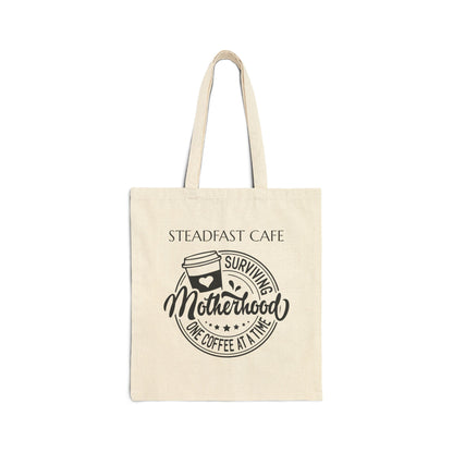 "Surviving Motherhood One Coffee at a Time" Cotton Canvas Tote