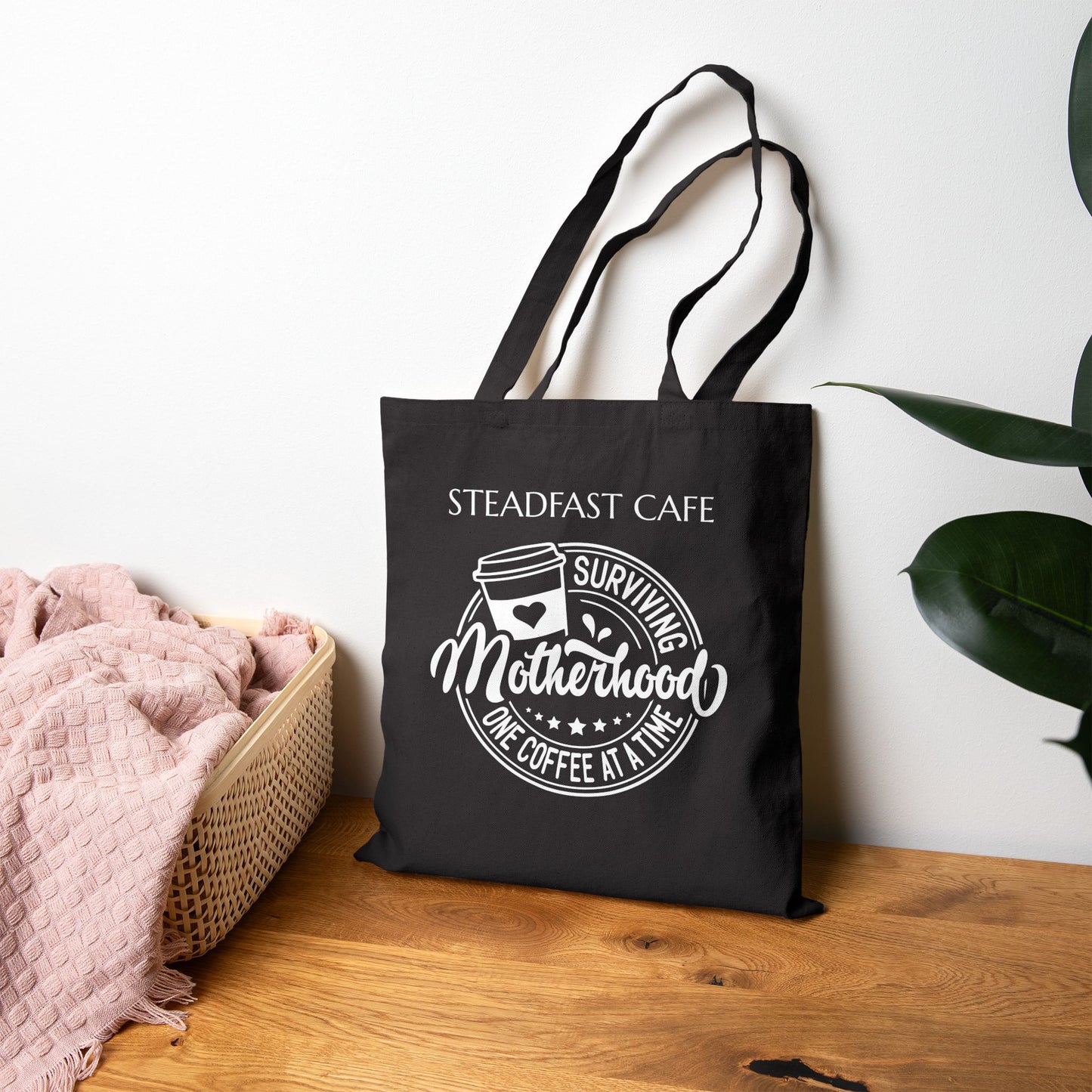 "Surviving Motherhood One Coffee at a Time" Cotton Canvas Tote