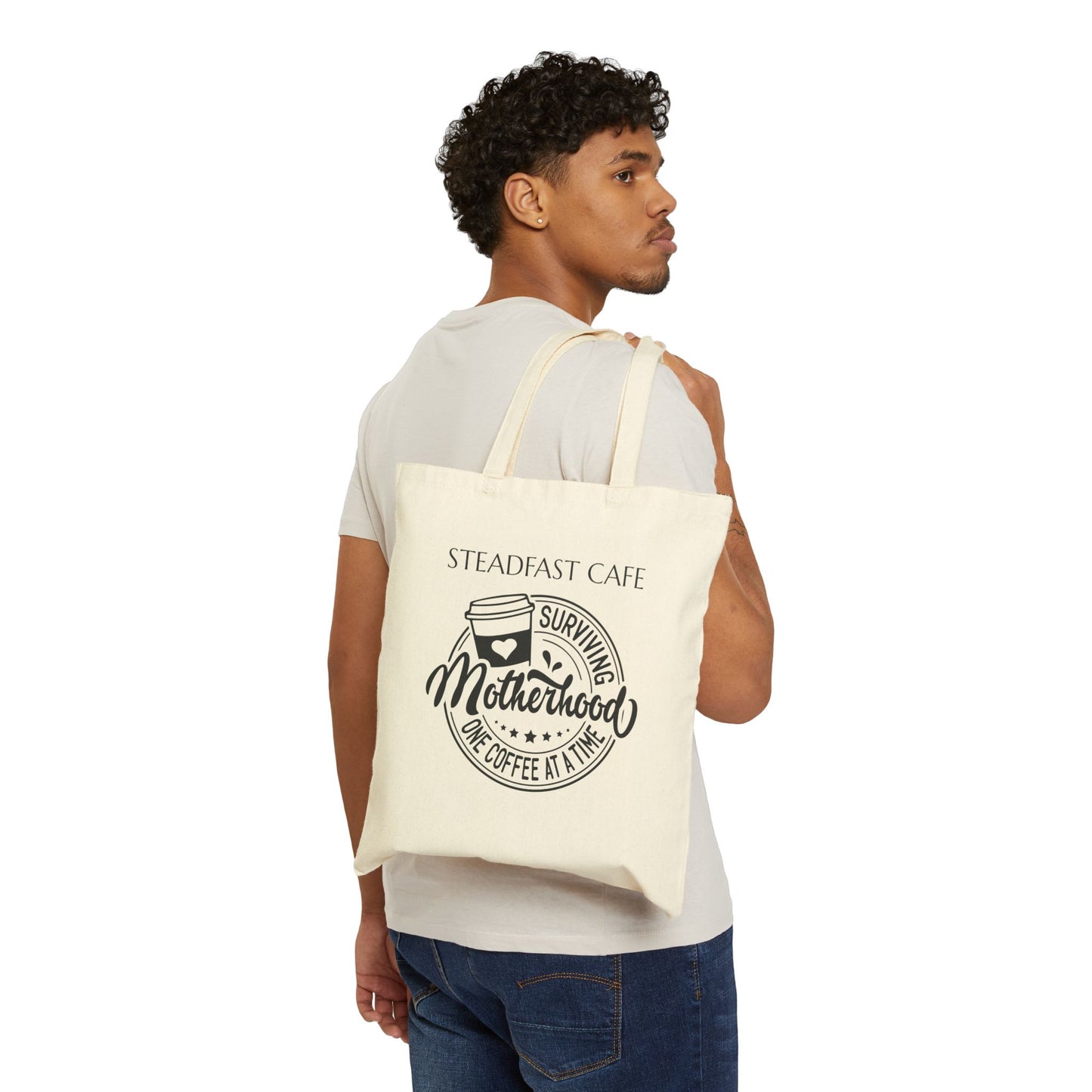 "Surviving Motherhood One Coffee at a Time" Cotton Canvas Tote