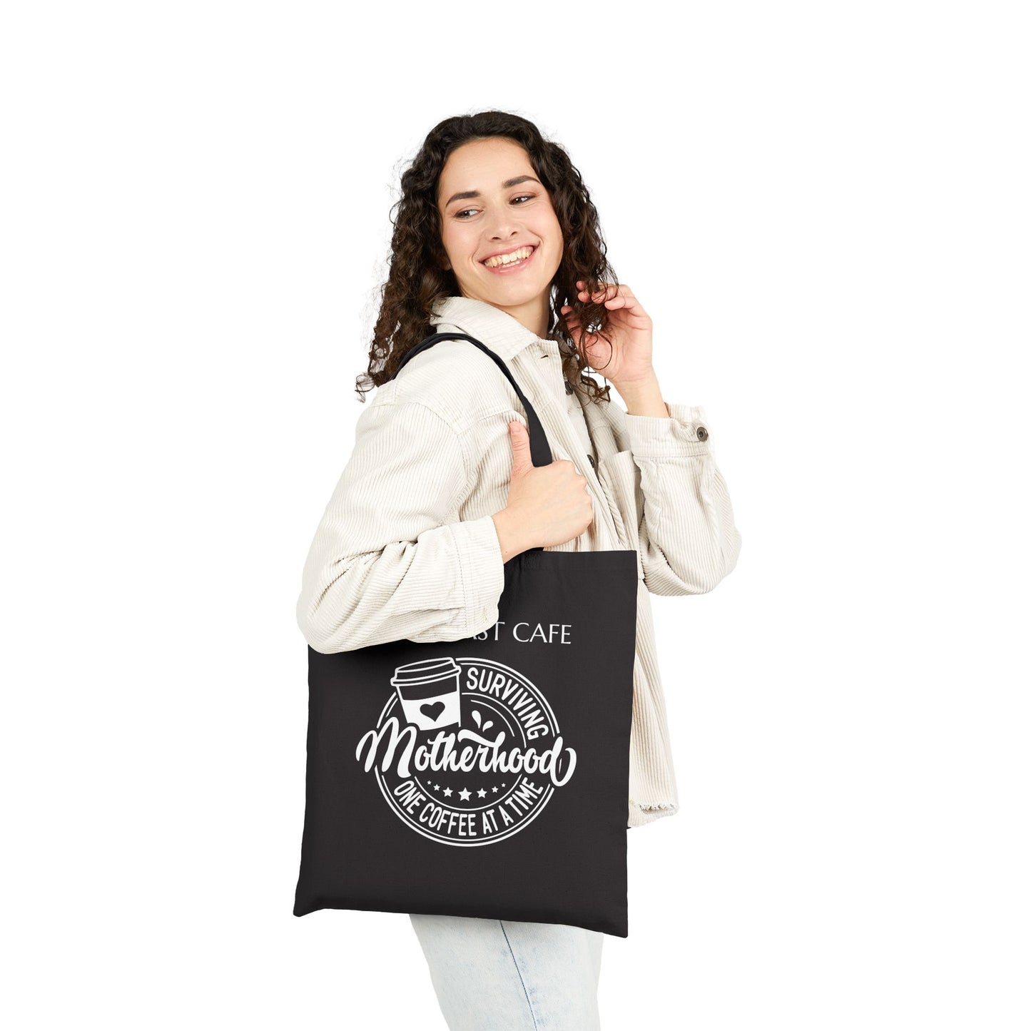 "Surviving Motherhood One Coffee at a Time" Cotton Canvas Tote